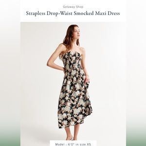 Strapless Drop-Waist Smocked Maxi Dress